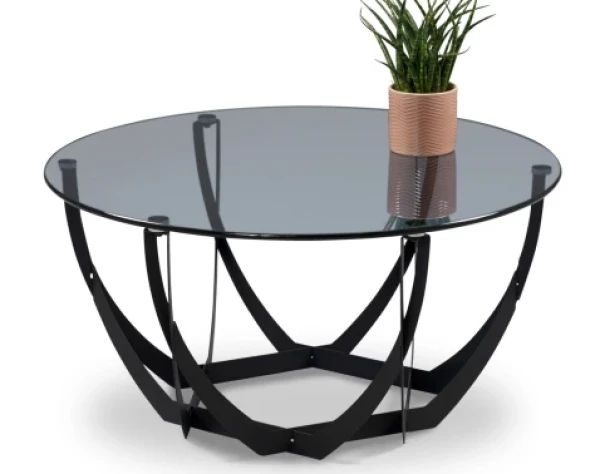 Konferenčný stolík Maya, 80 cm, čierny/sivé sklo%