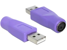 DeLock USB-A (M) - PS/2 (F) fialová / Adaptér / Pre PS/2 myš a klávesnicu (65461)
