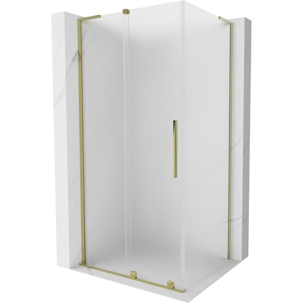 MEXEN/S - Velar L sprchovací kút, posuvné dvere 120 x 85, dekor, zlato 871-120-085-33-50