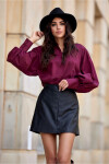 Krátka koženková sukňa SPO0052 čierna - Roco Fashion 38