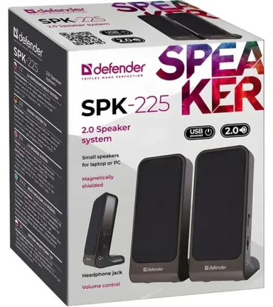 Defender SPK-225 / Reproduktory / 2.0 / 2x2 W / 3,5 mm jack + USB (65220)