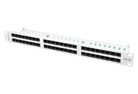 Lanberg Patch panel 19" 48 portov šedý / Patch panel / 1U / CAT5E / UTP (PPU5-1048-S)