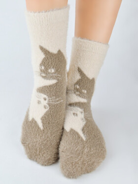 Noviti SP022 Puffy Cat ponožky 36-41 Béžová 36-41