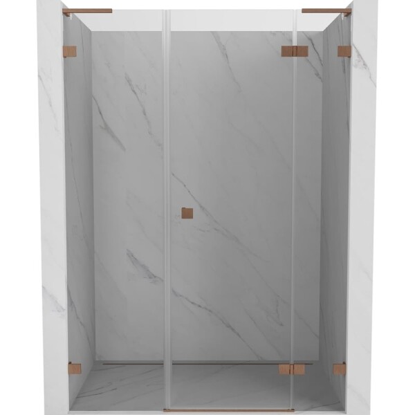 MEXEN/S - Lunar L sprchové dvere krídlové pravé 125, transparent, meď kartáčovaná 834SL-125-050-65-00-P