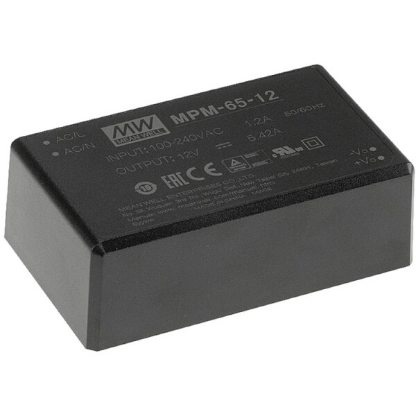 MEAN WELL MPM-65-15 sieťový zdroj AC/DC do DPS 15 V/DC 65 W; MPM-65-15