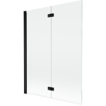 MEXEN - MIST vaňová zástena 130x150 cm 6mm 2-s, čierna, číra, ľavá 8A9-130-002-70-00-L