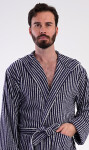 Pánsky župan s kapucňou Stripe tmavě modrá L