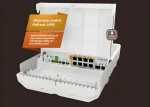 Mikrotik CSS610-8P-2S+OUT / Switch / 8x GbE RJ-45 / 2x 10G SFP+ / PoE-Out 120W / vstavaná UPS / bez zdroja (CSS610-8P-2S+OUT)