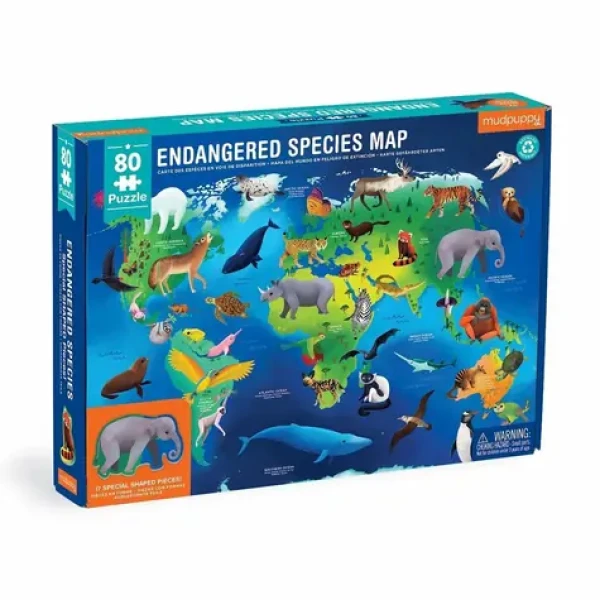 Mudpuppy Puzzle Ohrozené druhy zvierat celého sveta