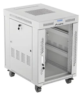 Lanberg Rack 15U/600x800 sivá / Stojanový rozvádzač / 19" / Flat pack / Sklenené dvere / LCD (FF01-6815-12SL)