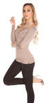 Trendy KouCla sweater with neck lacing rivets Einheitsgroesse