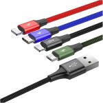 Baseus CA1T4-A01 Fast 4in1 čierna / Kábel 2x Lightning / USB-C / MicroUSB 3.5A / 1.2m (CA1T4-A01)