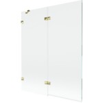 MEXEN/S - Lunar vaňová zástena 2-krídlová ľavá 140 x 150, transparent, zlatá 897-140-100-50-00-L