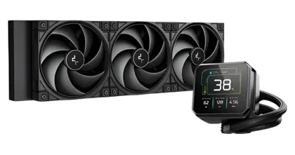 DEEPCOOL Spartacus 360 čierna / Vodný chladič CPU / 360mm radiátor / 3x 120mm ventilátor / ARGB / 3,4 "IPS displej (R-SPT360-BKDSMP-G-1)