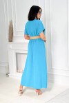 Dlhé šaty s ozdobným opaskom 6012F modré - Kesi UNI