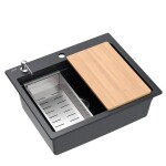 Quadron Quadron - Granitový drez KURT 110 WORKSTATION Black Dotted ZLE-09010