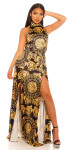 Sexy Maxi Neck Dress With Print blackyellow Einheitsgroesse