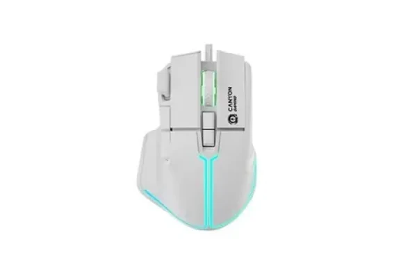 Canyon Fortnax GM-636 biela / Herná optická drôtová myš / až 20 000 DPI / 9 tlačidiel / RGB / 1 ms odozva (CND-SGM636W)