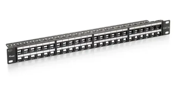 Equip / Patch panel / 48 portov / 1U / UTP Cat6 / LSA/110 / čierna (769248)