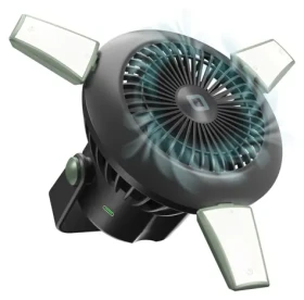 SBS WILD gear / Ventilátor a powerbanka / 5000 mAh / solárne dobíjanie / svetlo / čierna