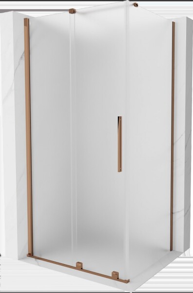 MEXEN/S - Velár sprchovací kút, posuvné dvere 90 x 75, dekor, ružové zlato 871-090-075-31-60