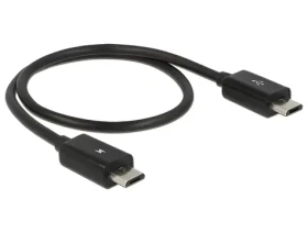DeLock / OTG napájací kábel / Micro USB-B - Micro USB-B / 0,3 m / čierna (83570)