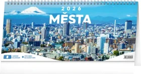 NOTIQUE Stolový kalendár Mestá 2026 - 14-dňový, 33 x 14,5 cm (PGS-35706)