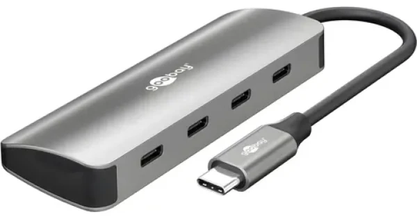 Goobay Slim USB-C húb sivá / Rozbočovač / 4 porty / USB 3.2 Gen 2 10 Gb/s (76565)