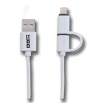 2GO 2v1 biela / Dátový a nabíjací kábel / USB-A na Micro-USB + Lightning / 1 m (795637)