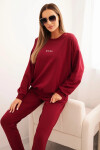 Dámska bavlnená súprava s potlačou Minimal burgundy UNI
