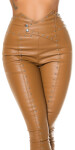 Sexy Koucla Faux Leather Pants with Rivets brown