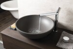 SAPHO - TURF betónové umývadlo na dosku vrátane výpuste, priemer 44cm, čierny granit AR436
