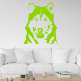 Veselá Stena Samolepka Husky Farba: zelená, Veľkosť: 80 x 65 cm