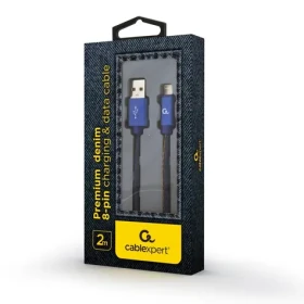 Gembird Jeans modrá / Kábel USB-A - Lightning / opletený / 2m / 2,1A (CC-USB2J-AMLM-2M-BL)