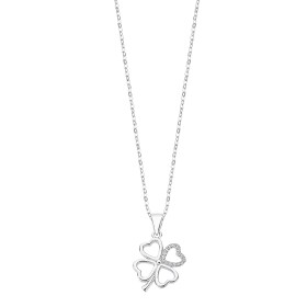 Lotus Silver Hravý strieborný náhrdelník s čírymi zirkónmi, štvorlístok LP3305-1/1