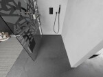 MEXEN/S - Kioto+ Sprchová zástena s poličkou WALK-IN 100 x 200, biela vzor, grafit kartáčovaná 800-100-121-66-85
