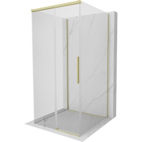 MEXEN/S - Rox-3S sprchovací kút 3 stenný, posuvný 95 x 95, transparent, zlato kartáčovaná 8C2-095-095-55-00-3S