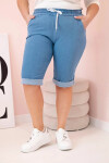 Dámske Plus veľkosť bavlnené šortky s kravatami Light Denim 6XL