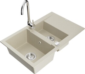 MEXEN/S MEXEN/S - Gaspar granitový drez 1.5 s odkvapkávačom vrátane batérie Telma, béžová 6507-69-670200-00