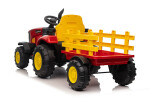 Mamido Mamido Detský elektrický traktor s vlečkou 12V 7Ah EVA kolesá ECO koža červený