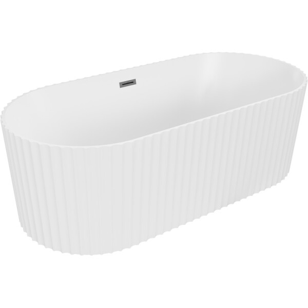 MEXEN/S - Paola voľne stojaca vaňa reliéf 170 x 80, biela mat, sifón a prepad grafit metal 52721708001-95