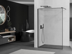 OLSEN SPA - Walk-in sprchovací kút ALGORA BLACK - FARBA rámu - Čierna, Rozmer A - 120, Rozmer C - 195, Smer zatvárania - Univerzálne Ľavé / Pravé, Výplň - Maľované bezpečnostné sklo - 6 mm OLBALGO120BC