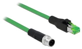 DeLock M12 4pin D-kód (M) - RJ45 (M) / Sieťový kábel / 2 m / PVC / -40 - 70 °C (85438)