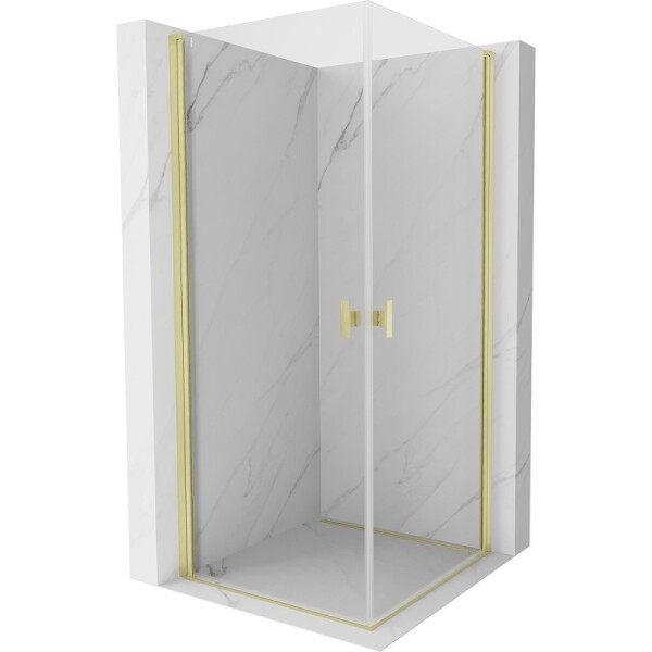 MEXEN/S - Mist-B Duo sprchovací kút dvere krídlové 70 x 70, transparent, zlato kartáčovaná 8A2-070-070-55-00
