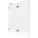 MEXEN/S - Lunar vaňová zástena 2-krídlová ľavá 130 x 150, transparent, grafit metal 897-130-100-95-00-L