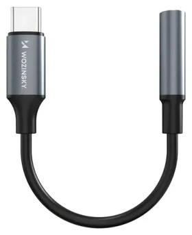 Wozinsky WACM-01 čierna / Adaptér / USB-C (M) - Jack 3.5mm (F)