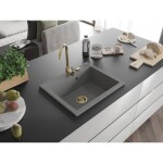 MEXEN/S MEXEN/S - Elix granitový drez 1-miska 600 x 500 mm, sivý, sifón zlatá 6525601005-71-G