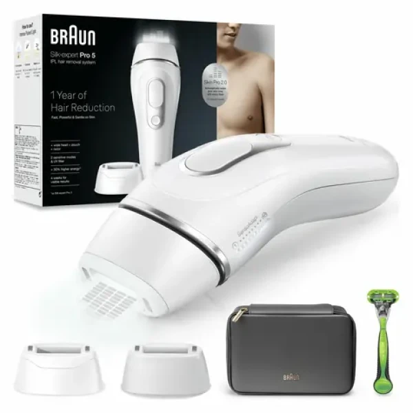 Braun Silk-expert Pro 5 PL5145 IPL bielo-strieborná / IPL epilátor / 400 000 zábleskov / sieťové napájanie (IPL PL5145)