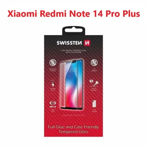 Swissten FULL GLUE COLOR FRAME CASE FRIENDLY sklo pre XIAOMI REDMI NOTE 14 PRE PLUS 5G čierna (54501880)