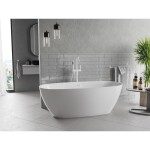 MEXEN/S - Luvo Slim voľne stojaca vaňa 170 x 75, biela, sifón a prepad biela 52801707500-20